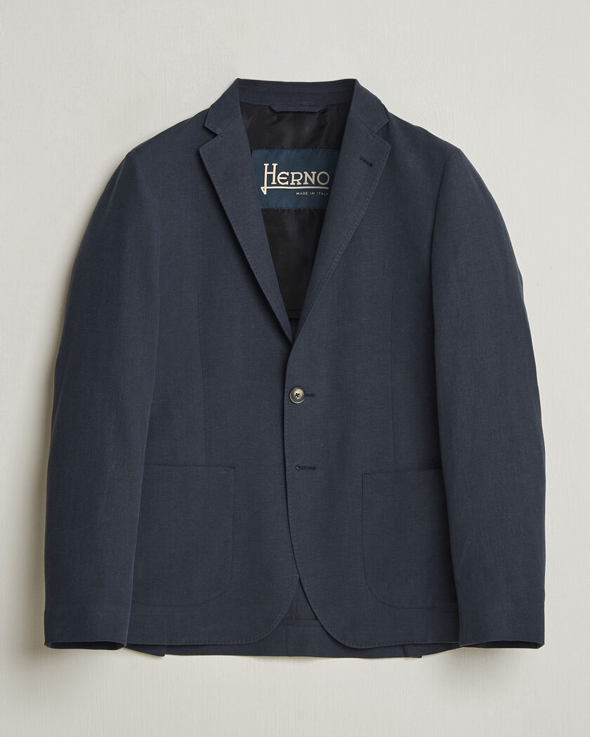 Herno Cotton/Linen Blazer Navy – Blue