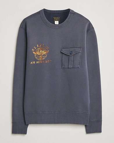 RRL Training Crew Sweatshirt Faded Blue – Blue