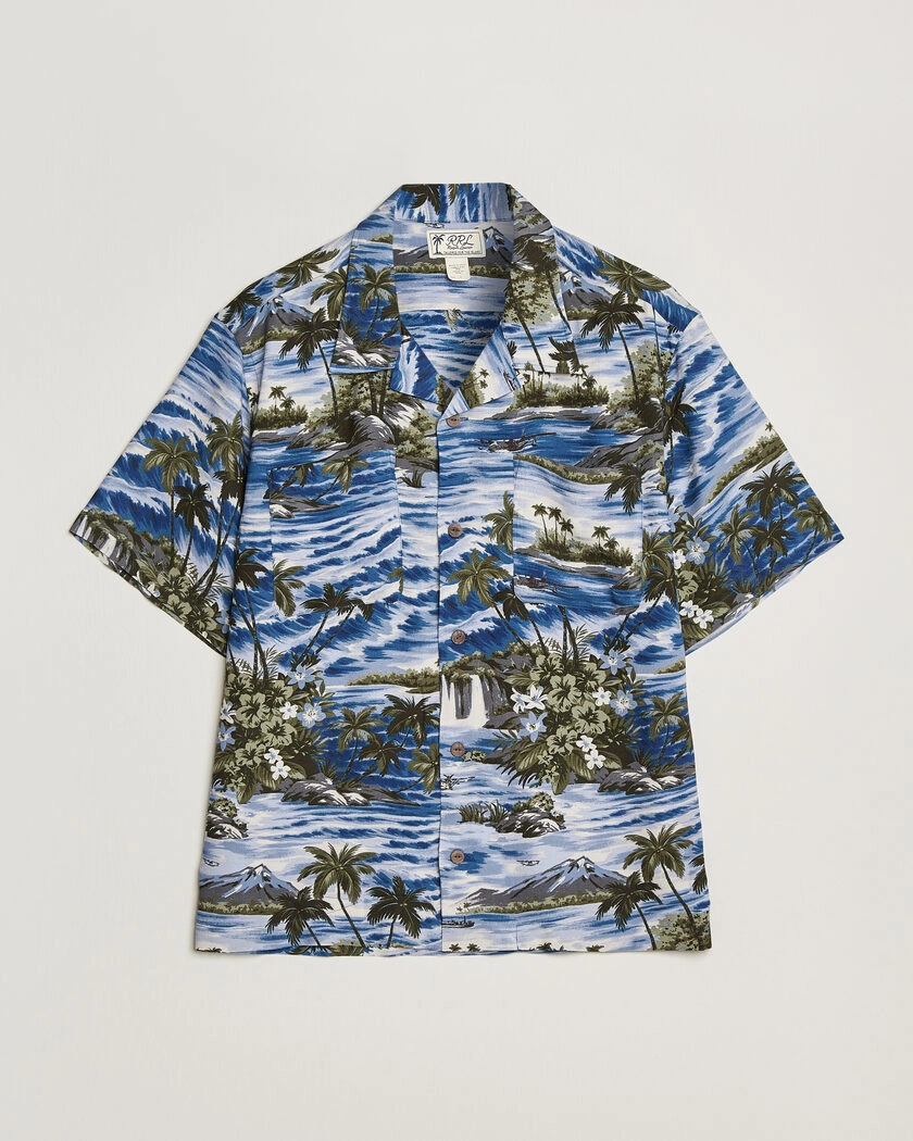 RRL Printed Camp Shirt Blue – Blue