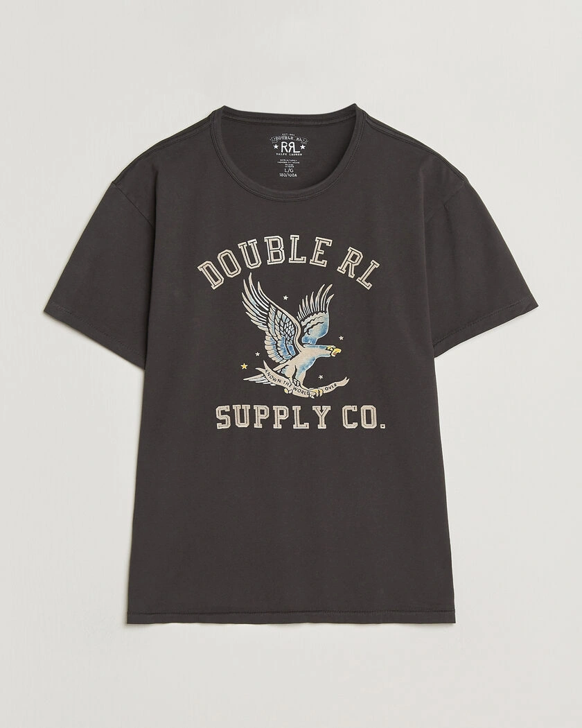 RRL Eagle Print Tee Faded Black – Black