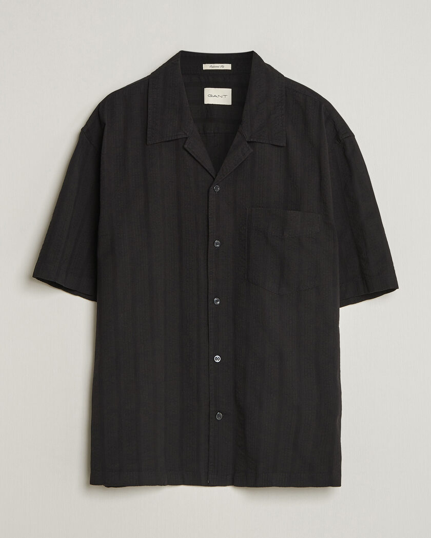 Gant Relaxed Fit Dobby Striped Camp Shirt Black – Black