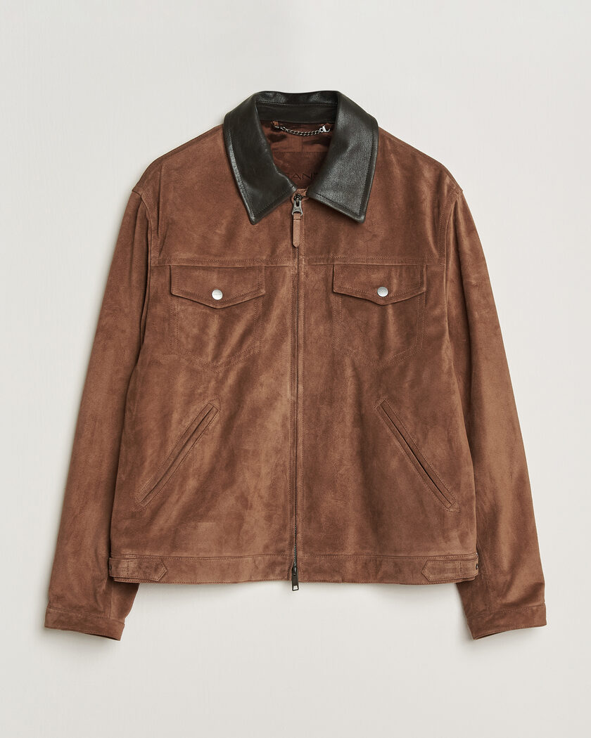 Gant Suede Jacket Mahogany Brown – Brown