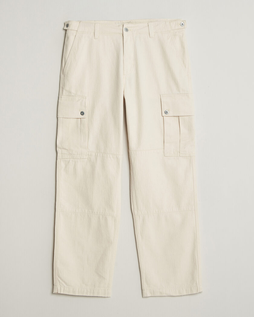 Gant Relaxed Fit Herringbone Cargo Pants Creamed White – White