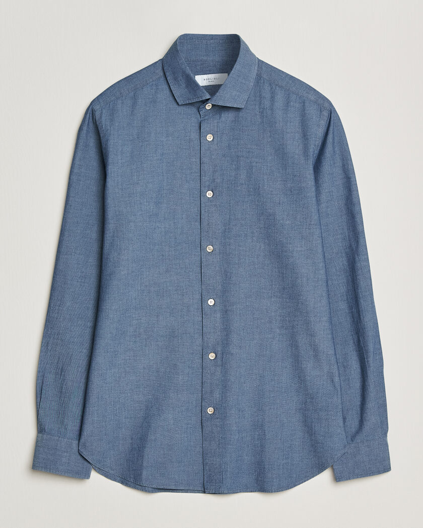 Boglioli Chambray Shirt Medium Blue – Blue