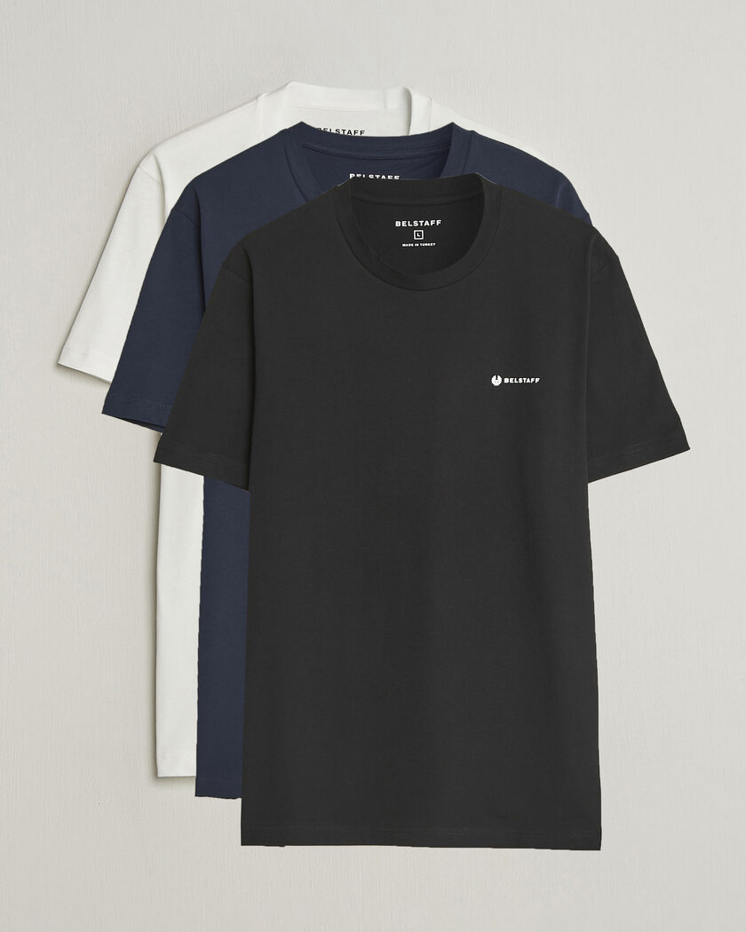 Belstaff 3-Pack Squad Crew Neck T-Shirt Black/Dark Ink/White – Multi-colour