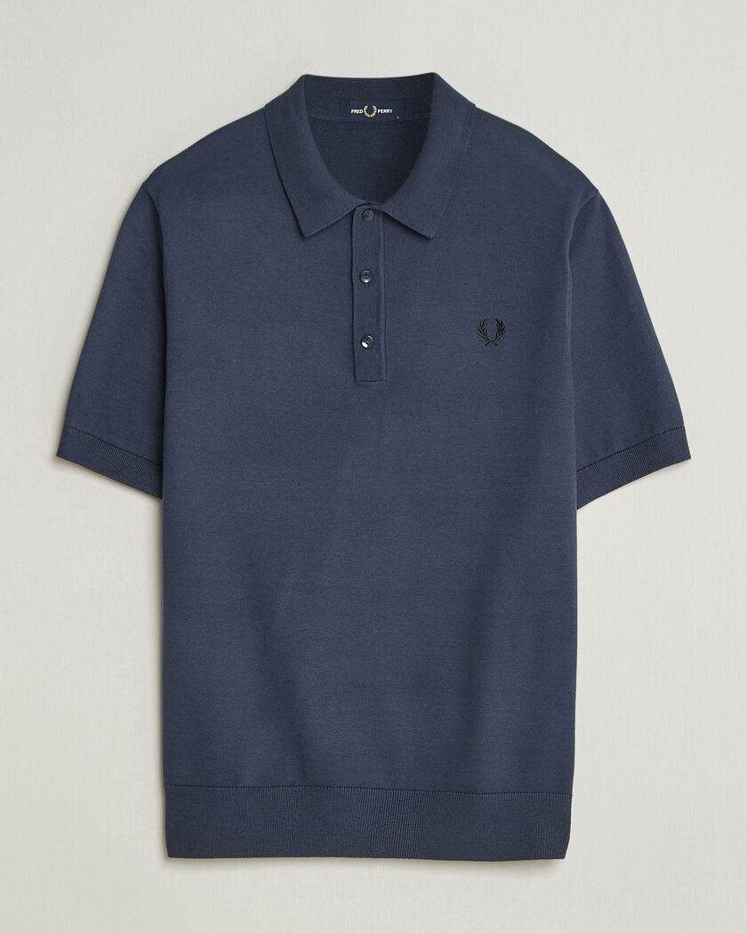 Fred Perry Cotton Knitted Polo Dark Airforce – Grey