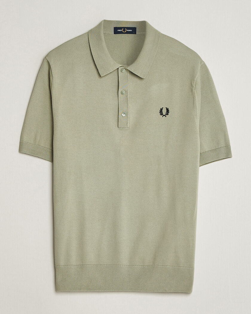 Fred Perry Cotton Knitted Polo Seagrass Green – Green