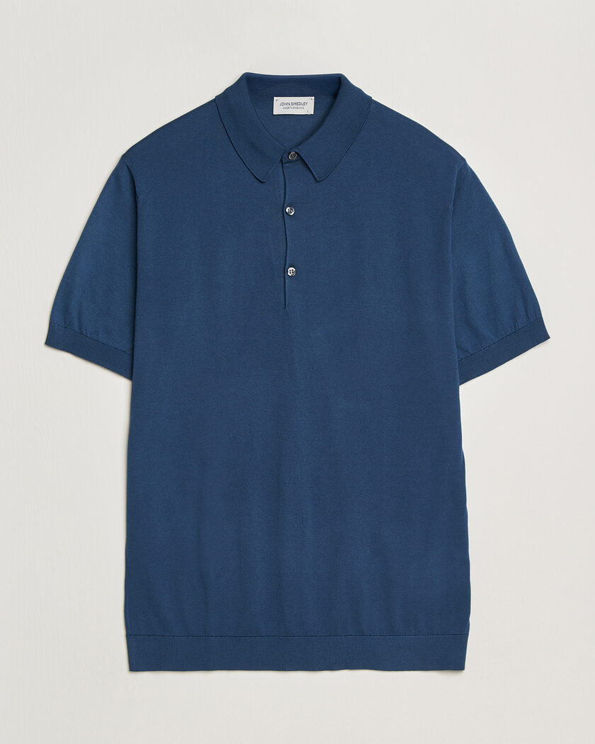 John Smedley Adrian Slim Fit Sea Island Cotton Polo Delft Blue – Blue