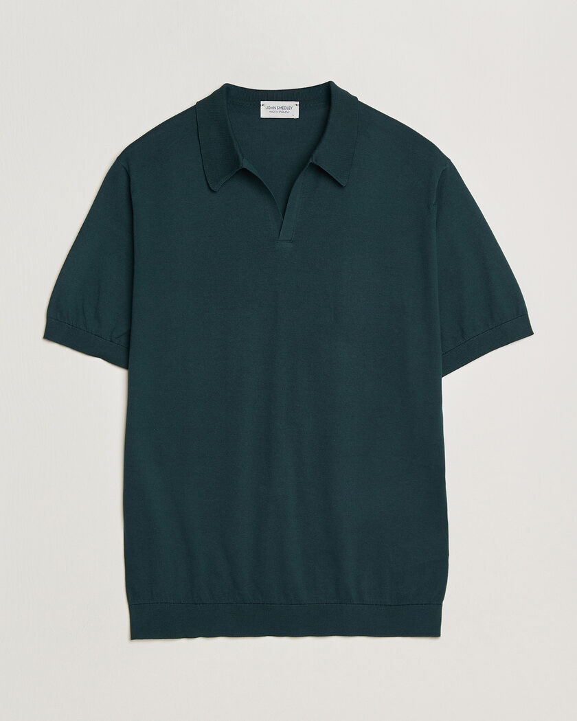 John Smedley Noah Open Collar Sea Island Polo Rainforest – Green