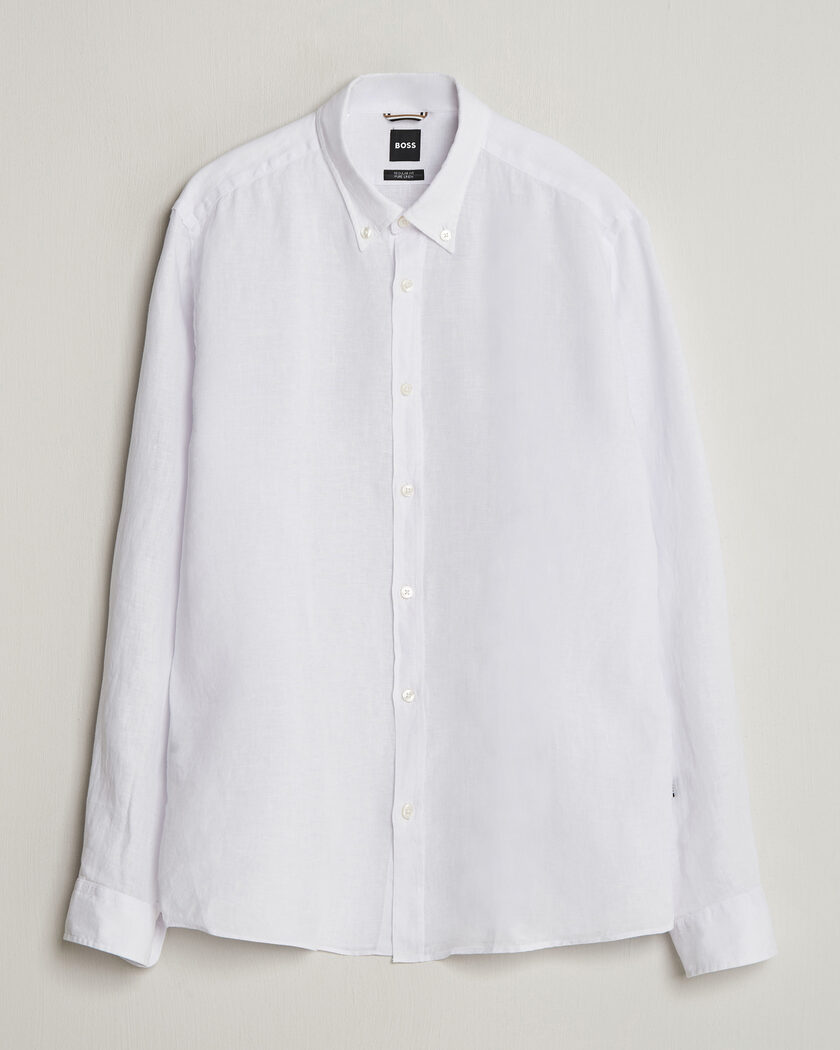 BOSS BLACK Liam Linen Shirt White – White