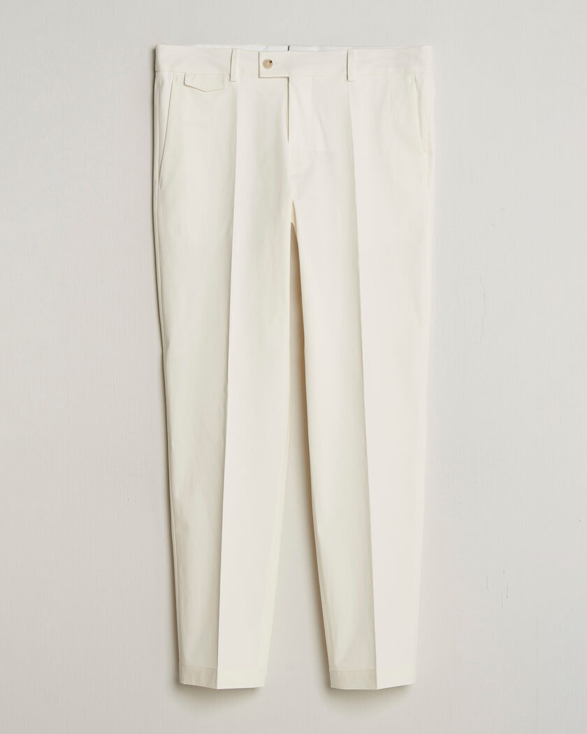 BOSS CAMEL Peet Cotton Pleated Trousers Open White – White