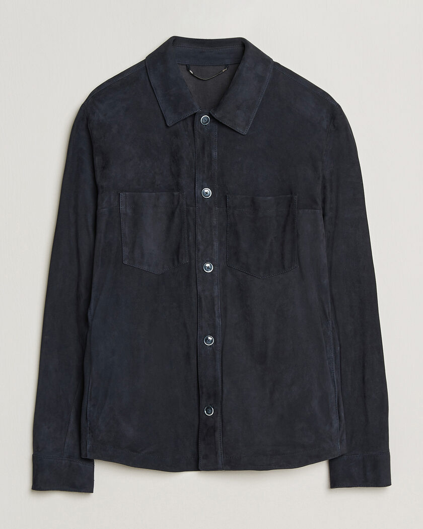 BOSS CAMEL Mando Suede Jacket Dark Blue – Blue