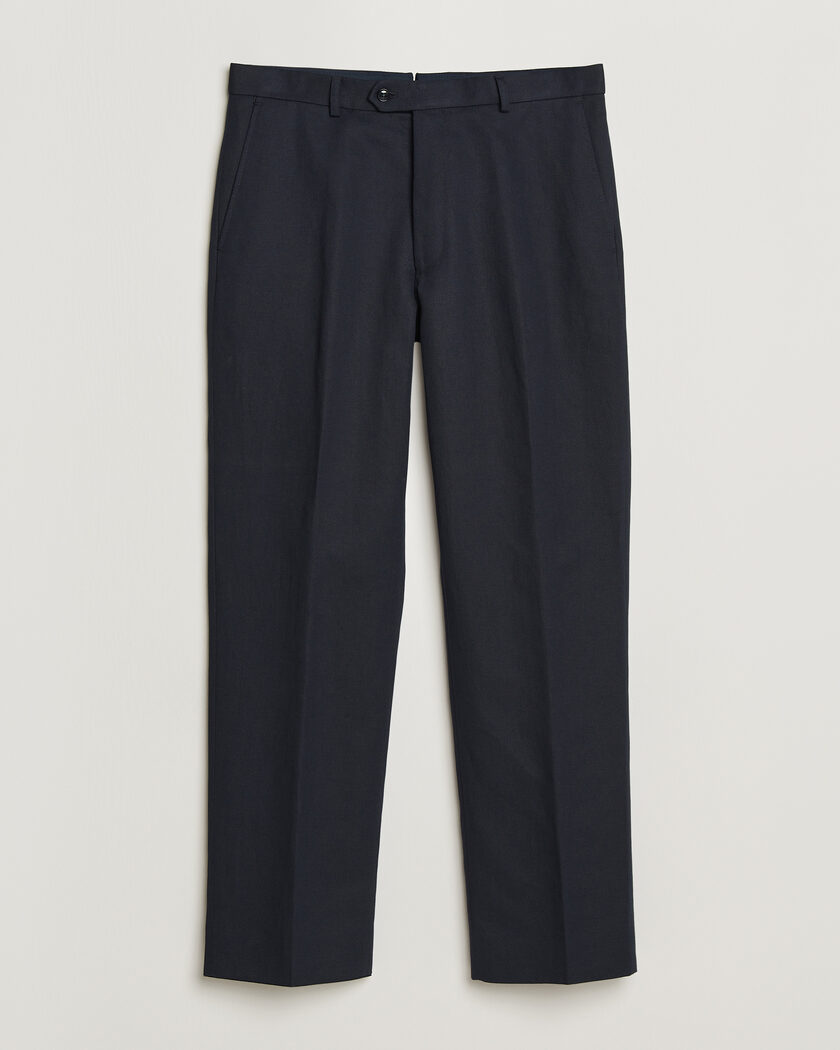 Oscar Jacobson Del Cotton/Linen Trousers Navy – Blue
