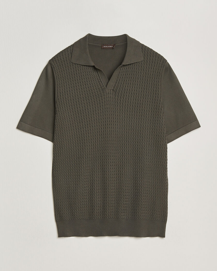 Oscar Jacobson Alf Structured Cotton Polo Green – Green