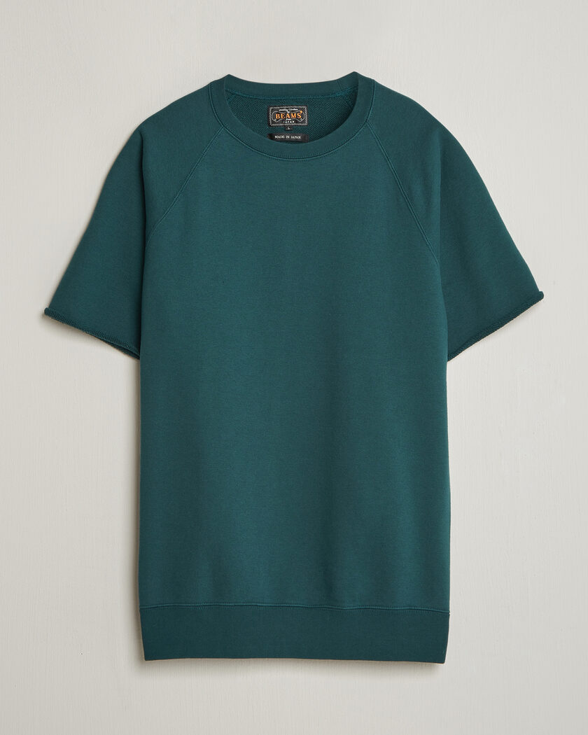 BEAMS PLUS Short Sleeve Cut Off Sweat Dark Green – Green
