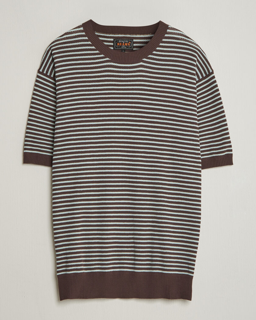 BEAMS PLUS Jacquard Knit T-Shirt Brown – Brown