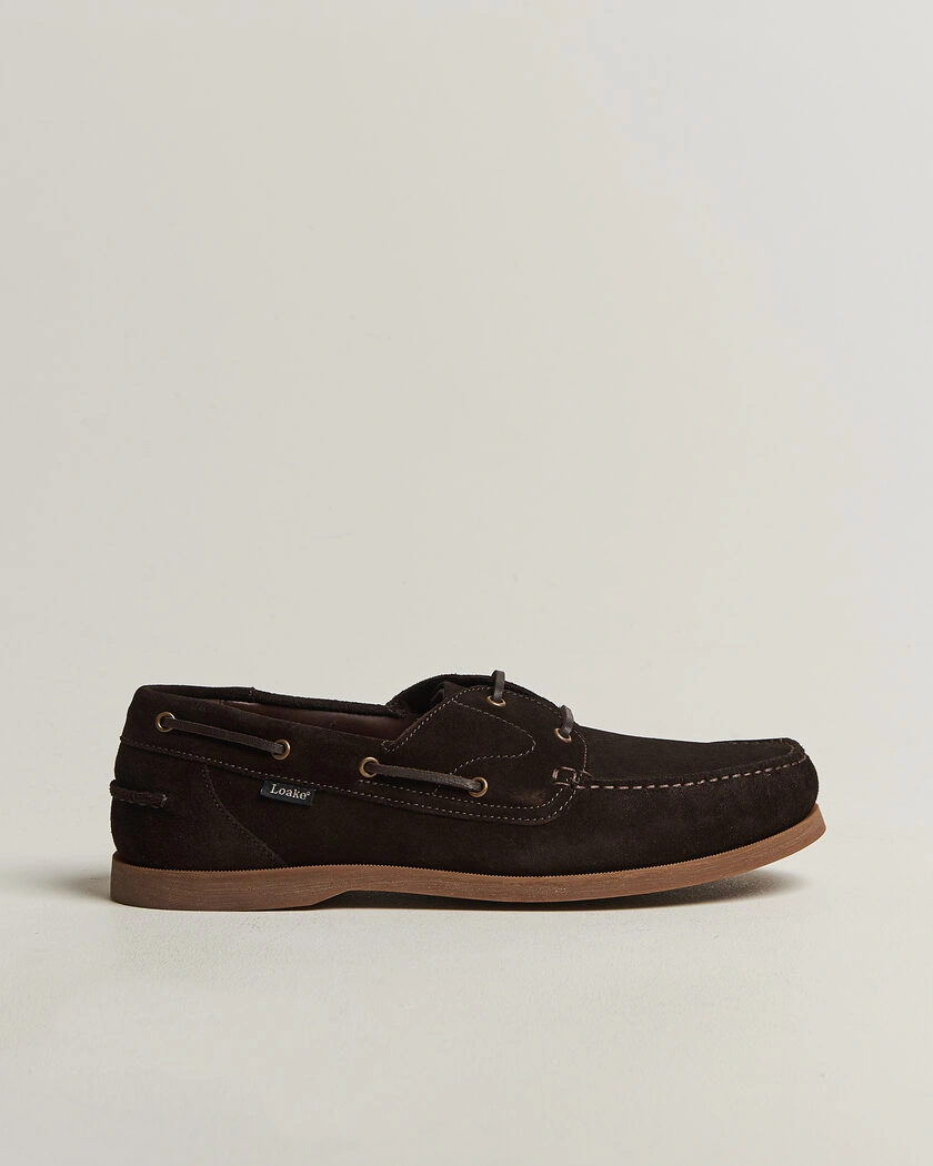 Loake 1880 Padstow Suede Boat Shoe Dark Brown – Brown