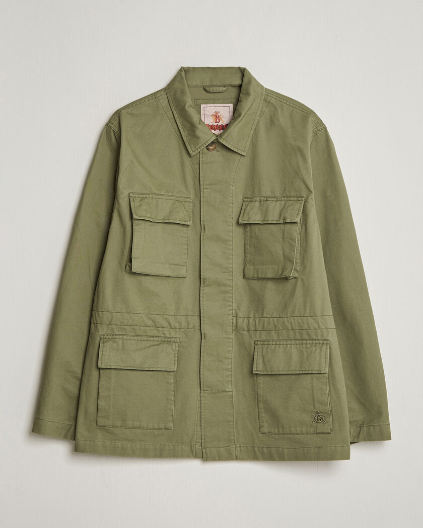 Baracuta Washed Cotton Twill Field Shacket Lichen Green – Green