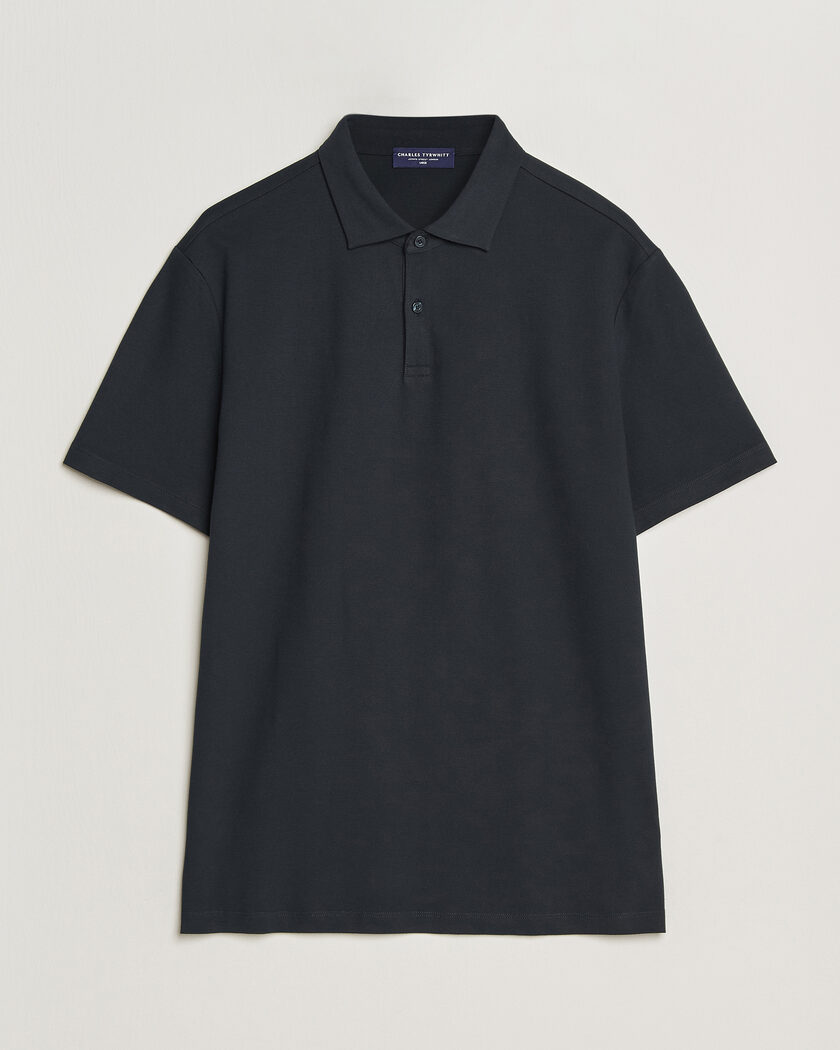 Charles Tyrwhitt Smart Stretch Pique Polo Black – Black