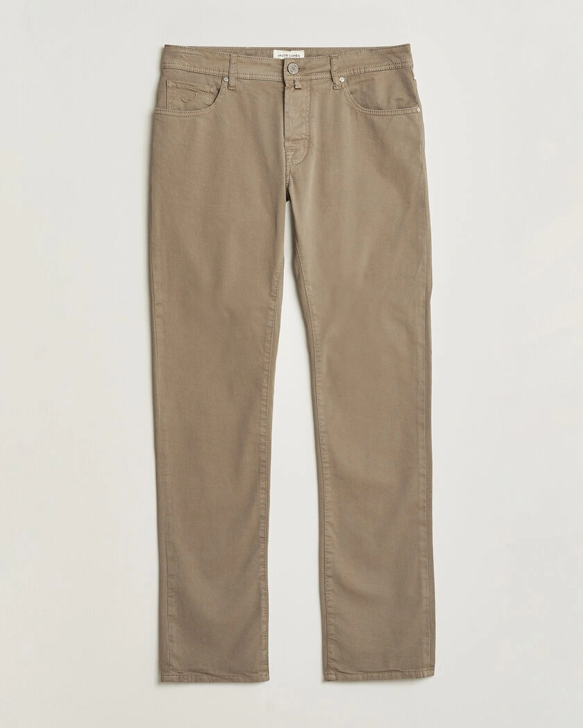Jacob Cohën Bard Garment Dyed Gabardine Trousers Khaki Beige – Beige