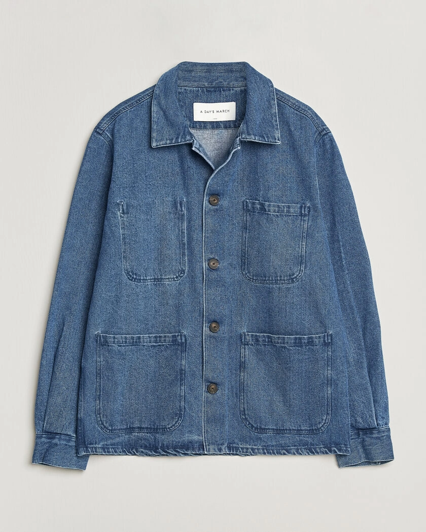A Day's March Algot Denim Overshirt Washed Blue – Blue