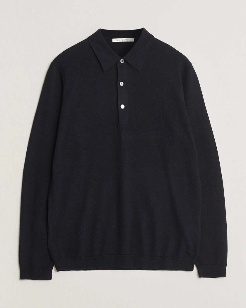 A Day's March Ambroz Merino Polo Navy – Blue