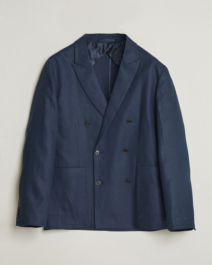 NN07 Jordin Linen Double Breasted Blazer Navy Blue – Blue