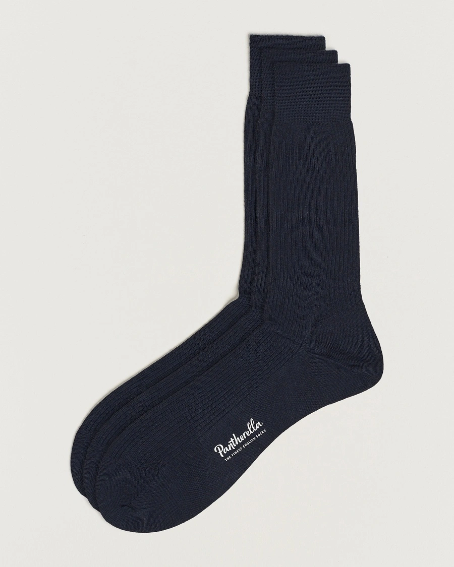 Pantherella 3-Pack Naish Merino/Nylon Sock Navy