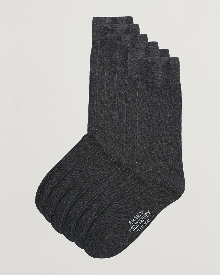 Amanda Christensen 6-Pack True Cotton Socks Antrachite Melange – Grey