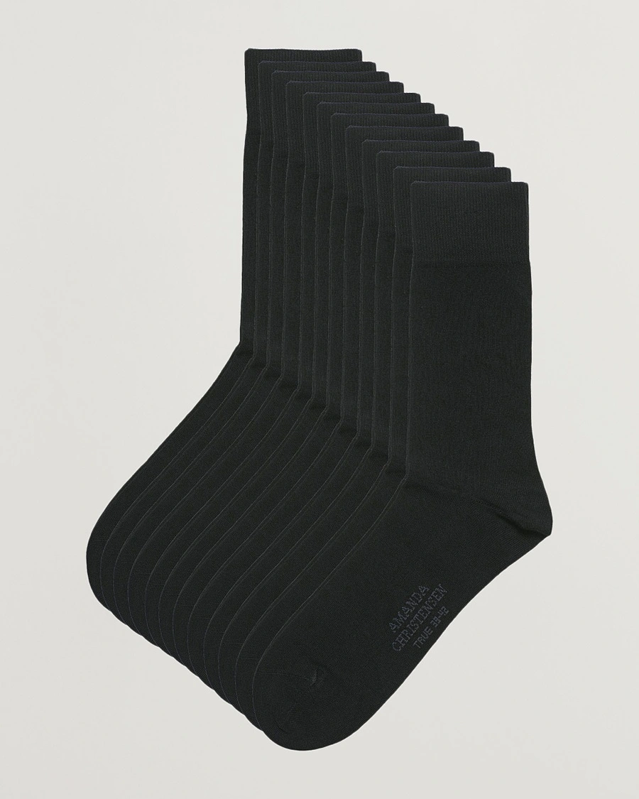 Amanda Christensen 12-Pack True Cotton Socks Black – Black