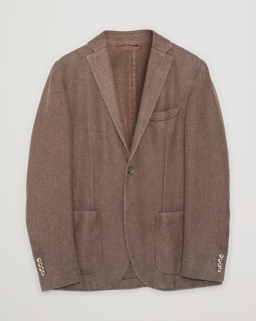 Pre-owned L.B.M. 1911 Herringbone Wool Blazer Brown 50 – Brown