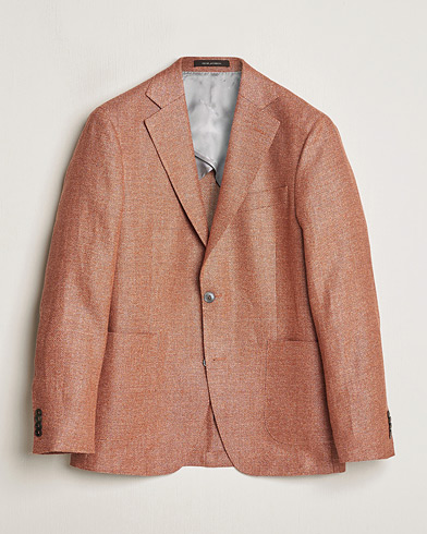 Pre-owned Oscar Jacobson Ferry Hopsack Hemp/Wool Blazer Orange 54 – Orange