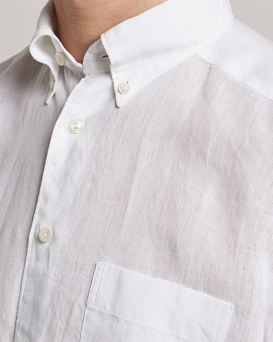 Men | Shirts | Eton | Slim Fit Linen Button Down Shirt White