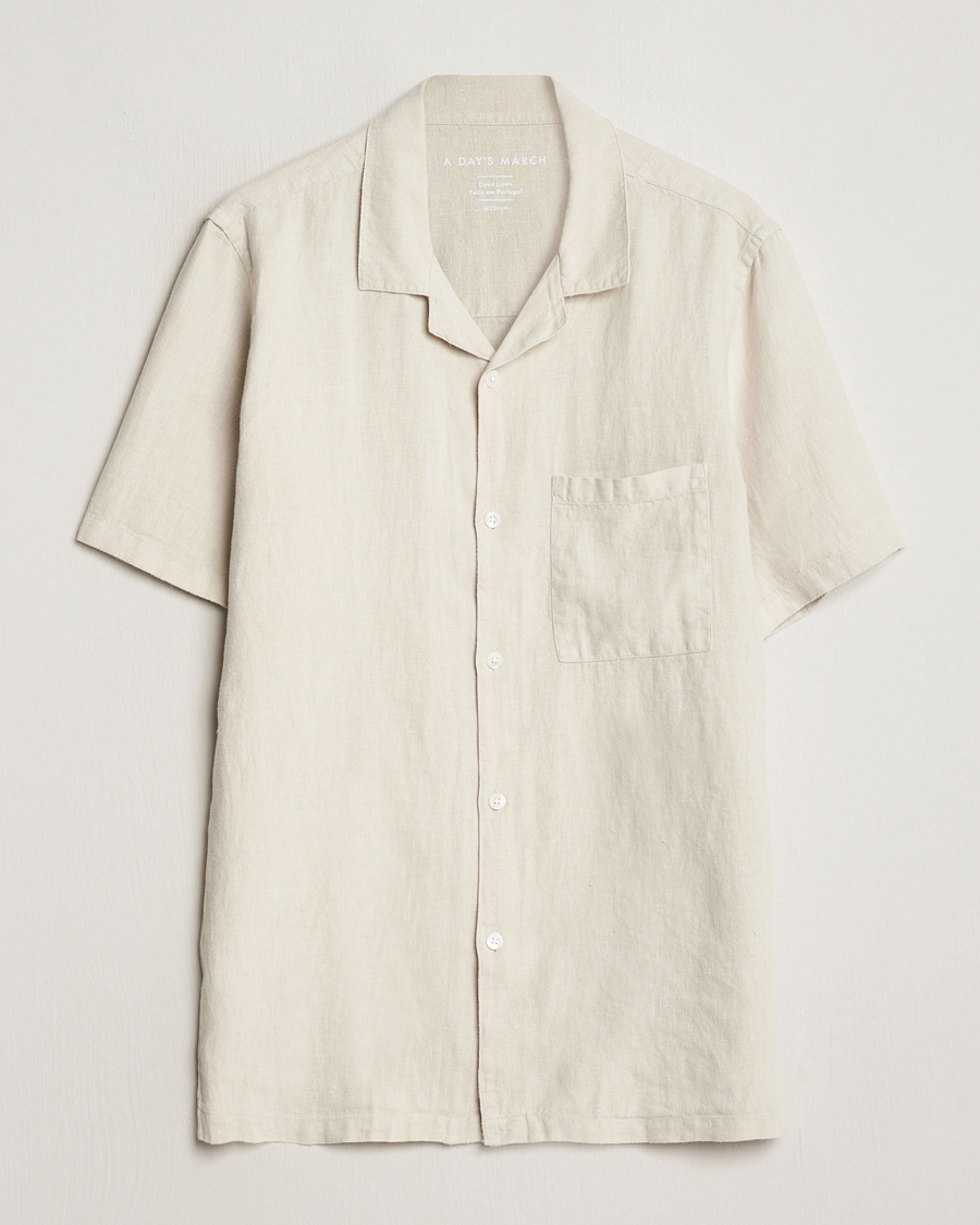 Men | Shirts | A Day's March | Yamu Linen Short Sleeve Shirt Sand