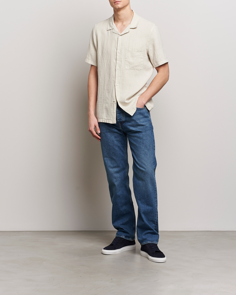 Men | Shirts | A Day's March | Yamu Linen Short Sleeve Shirt Sand