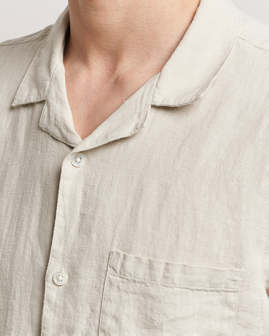 Men | Shirts | A Day's March | Yamu Linen Short Sleeve Shirt Sand