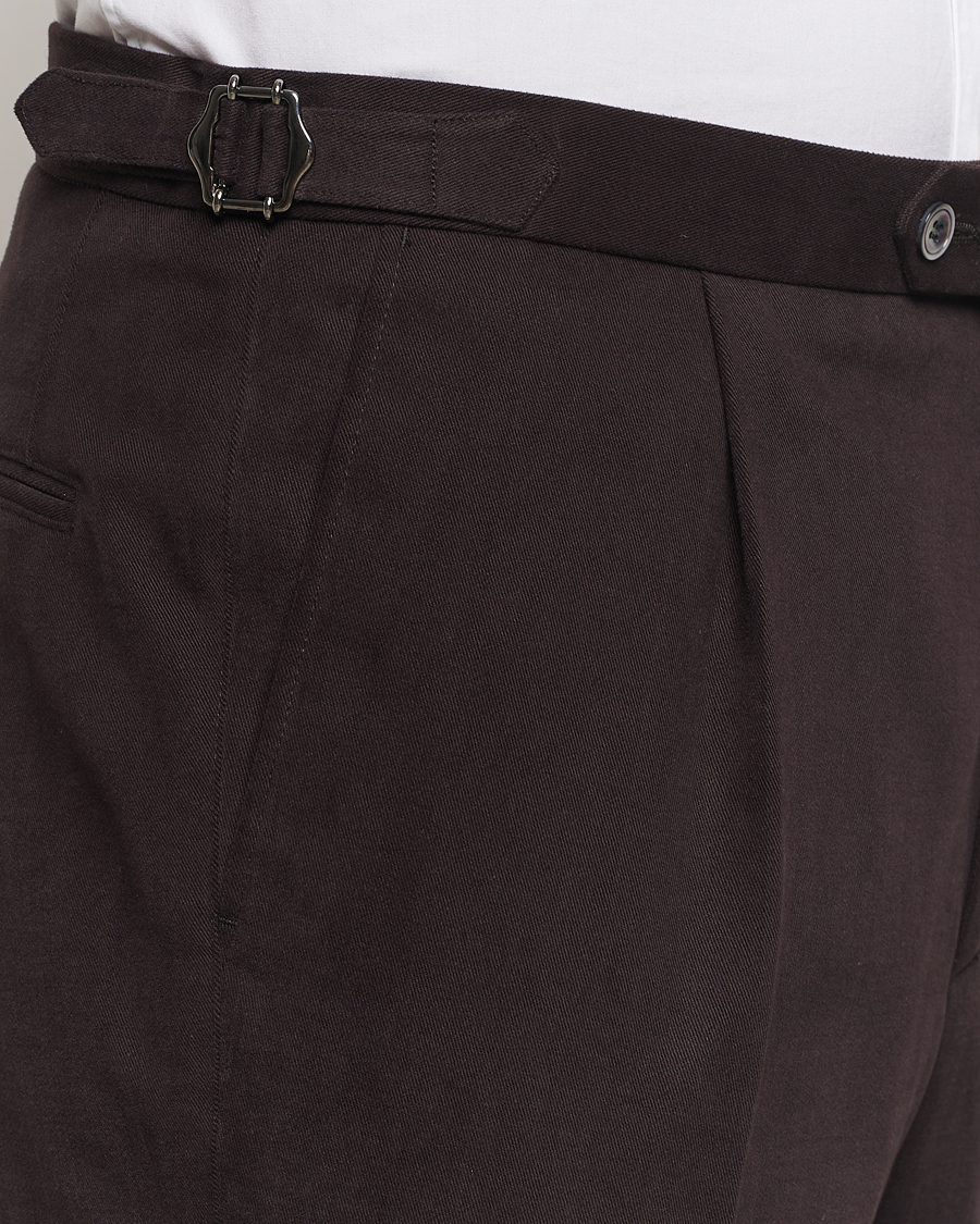 Men | Trousers | Oscar Jacobson | Delon Brushed Cotton Trousers Brown