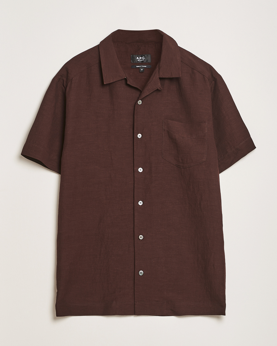 Men | Shirts | A.P.C. | Roy Woven Short Sleeve Shirt Brown