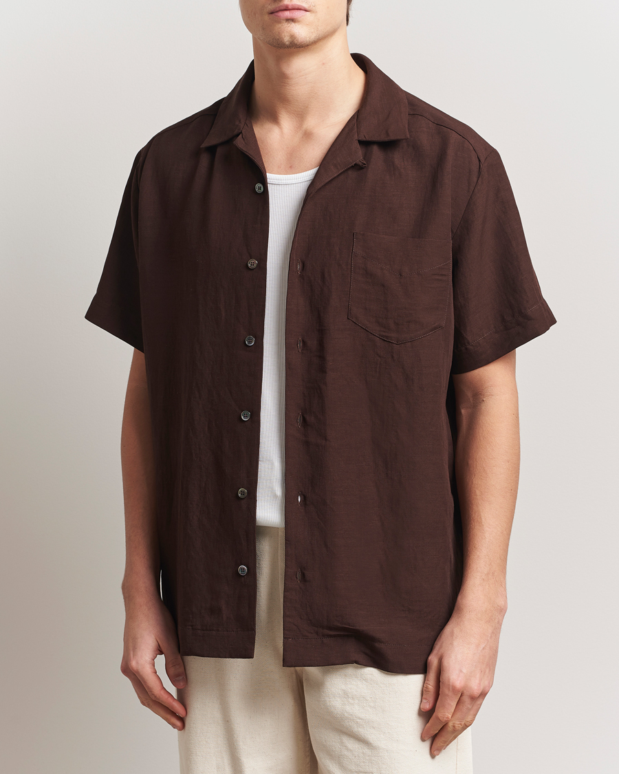 Men | Shirts | A.P.C. | Roy Woven Short Sleeve Shirt Brown