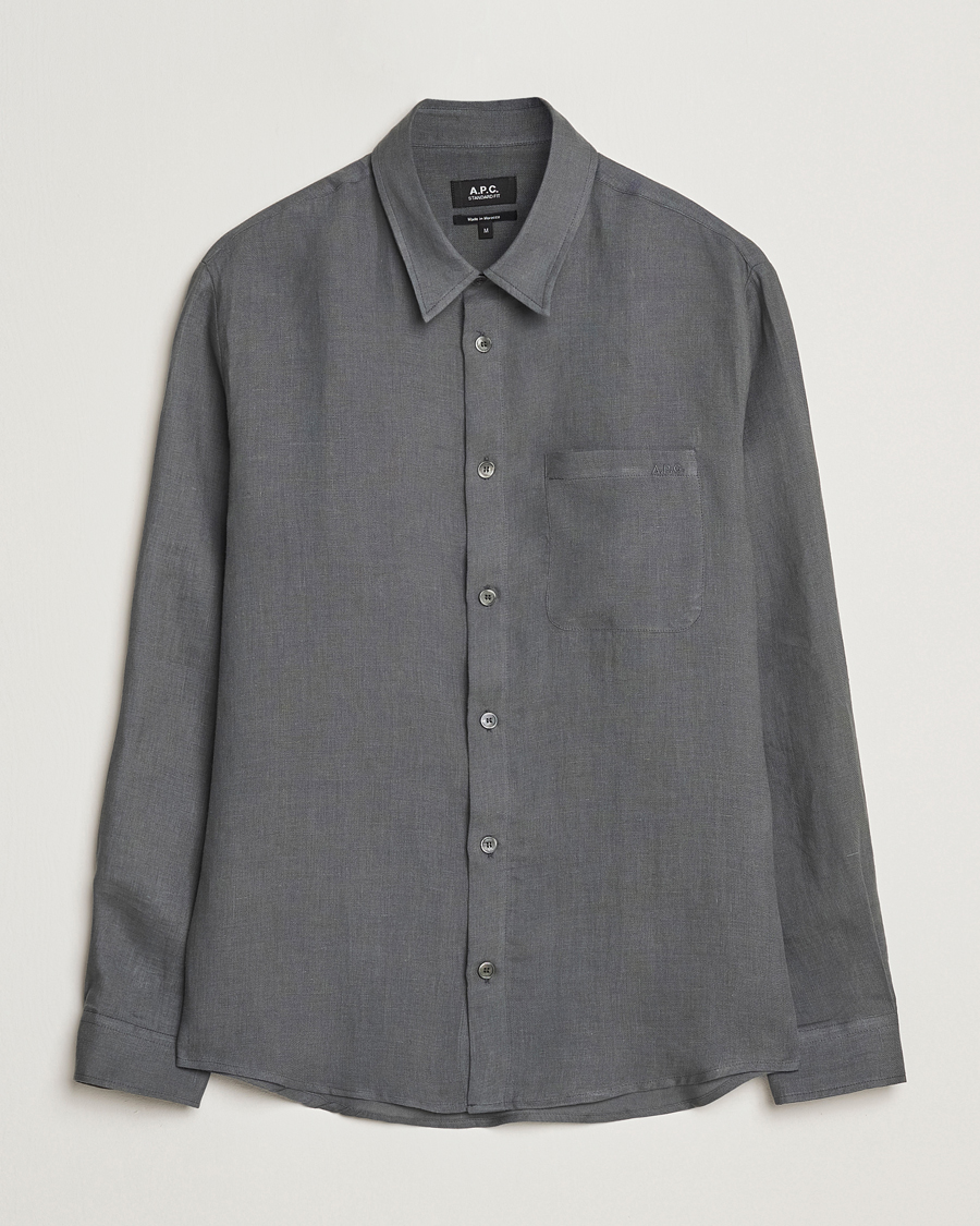Men | Shirts | A.P.C. | Cassel Linen Shirt Anthracite