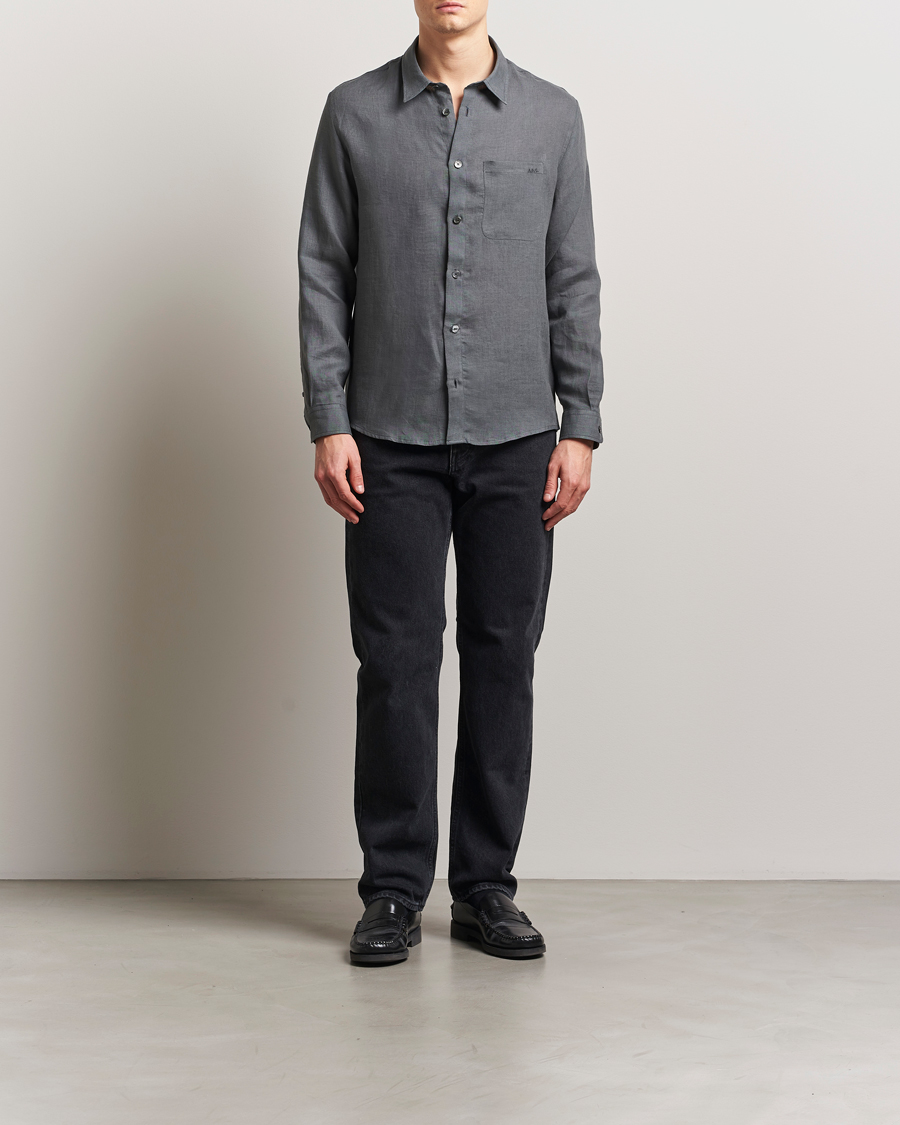 Men | Shirts | A.P.C. | Cassel Linen Shirt Anthracite