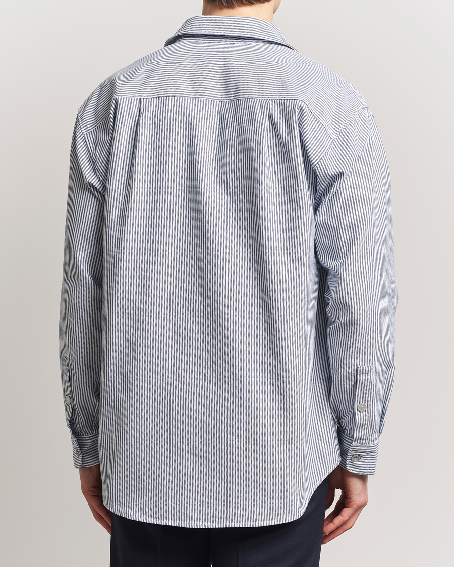 Men | Shirts | Stone Island | Marina Striped Oxford Cotton Overshirt Blue Marine