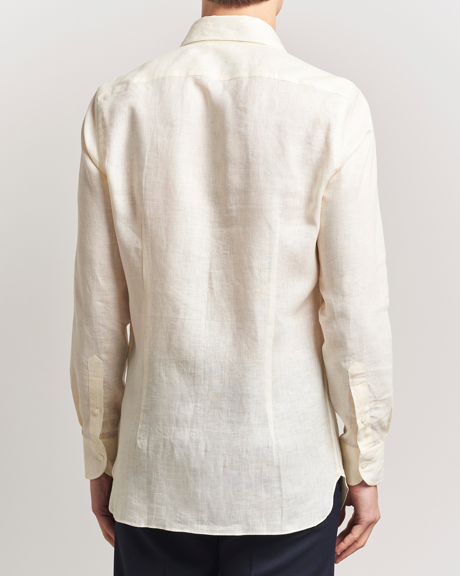 Men | Shirts | 100Hands | Cut Away Linen Shirt Light Yellow