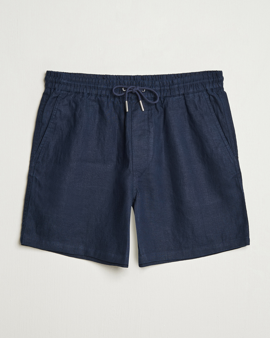 Men | Shorts | NN07 | Gregor Linen Drawstring Shorts Navy Blue