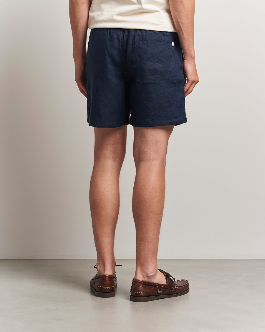 Men | Shorts | NN07 | Gregor Linen Drawstring Shorts Navy Blue