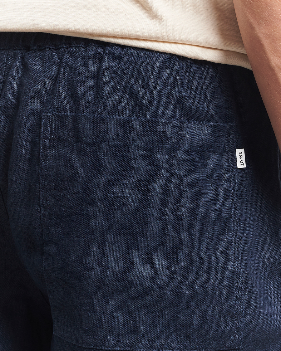 Men | Shorts | NN07 | Gregor Linen Drawstring Shorts Navy Blue