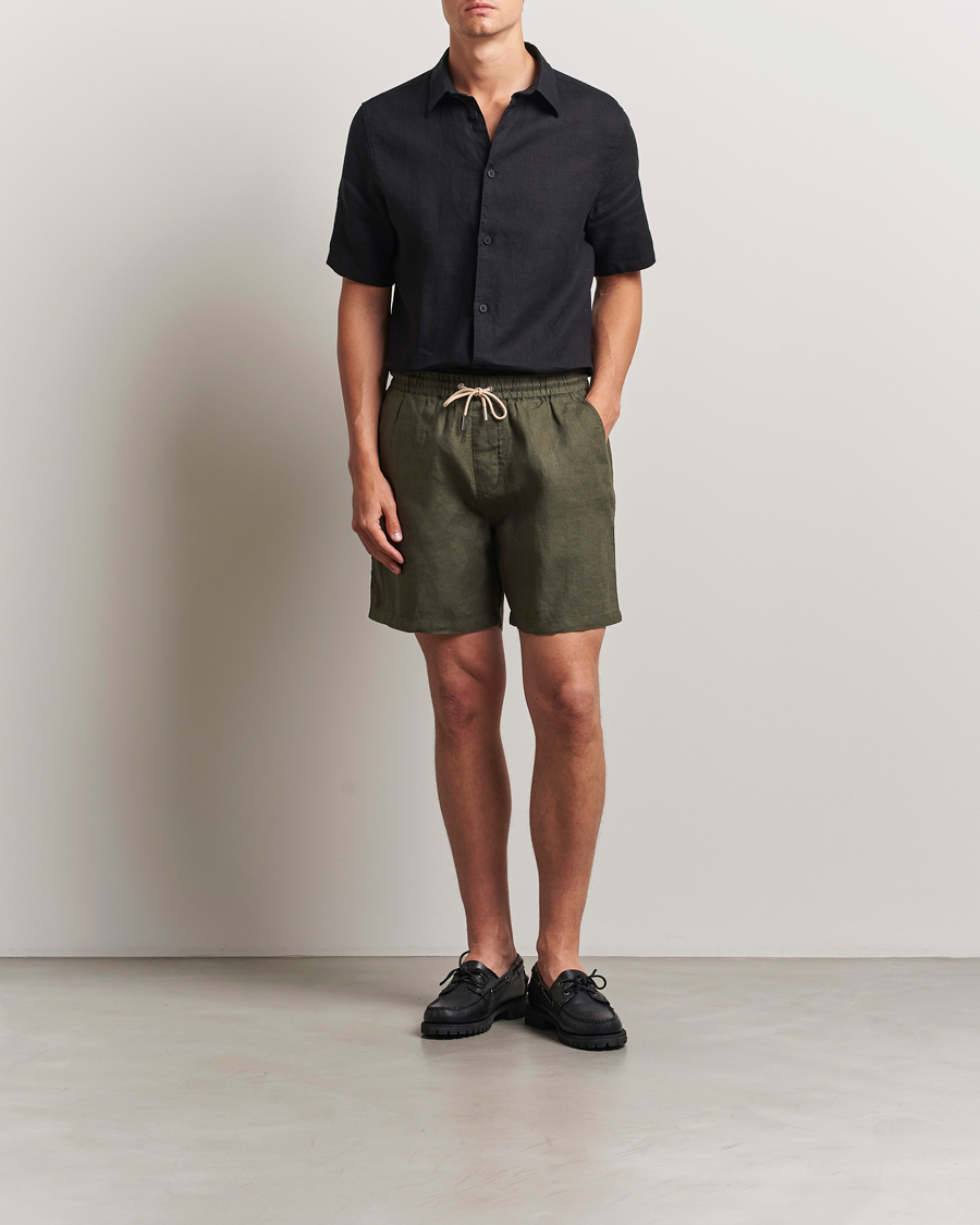 Men | Shorts | NN07 | Gregor Linen Drawstring Shorts Croc Green