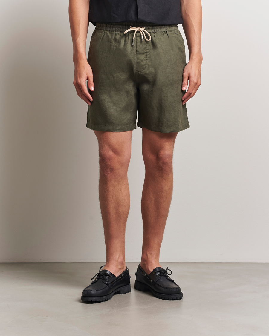 Men | Shorts | NN07 | Gregor Linen Drawstring Shorts Croc Green