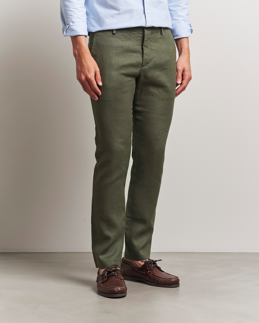 Men | Trousers | NN07 | Theo Linen Trousers Croc Green