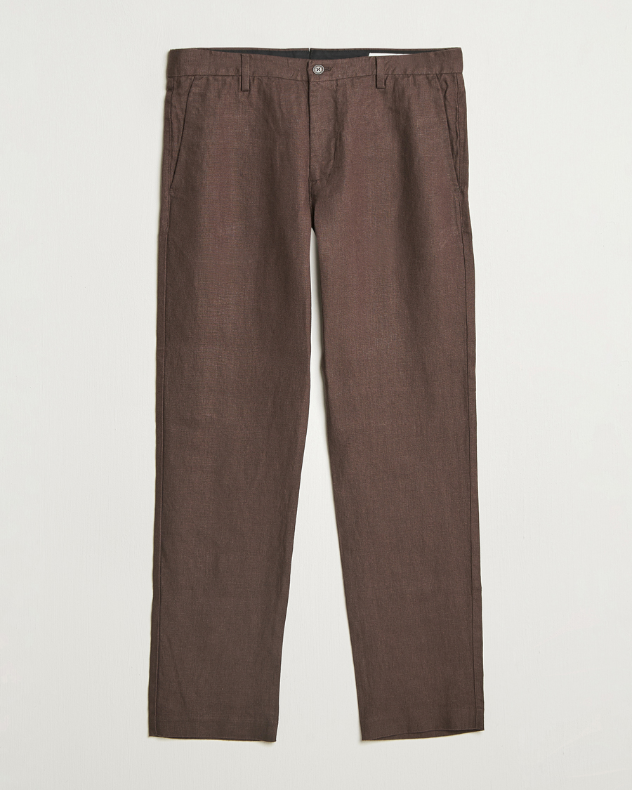Men | Trousers | NN07 | Theo Linen Trousers Coffee
